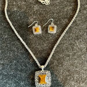 Elegant Silver and Tigers Eye Stone Jewelry Set